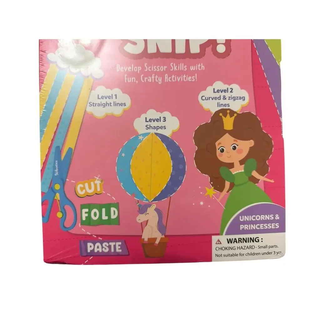 Skillmatics Scissor Skills Activity Book - Snip Snip Unicorns & Princesses New